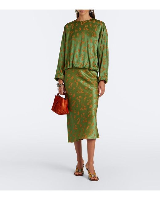 Dries Van Noten Green Floral Blouse