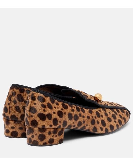 Herbert Levine Brown Showtime Leopard-Print Calf Hair Loafer Pumps