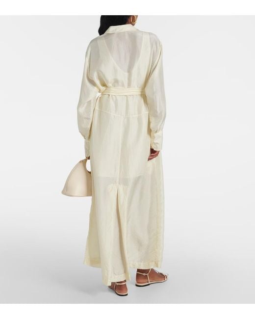 Plan C Natural Belted Silk Shirtdress