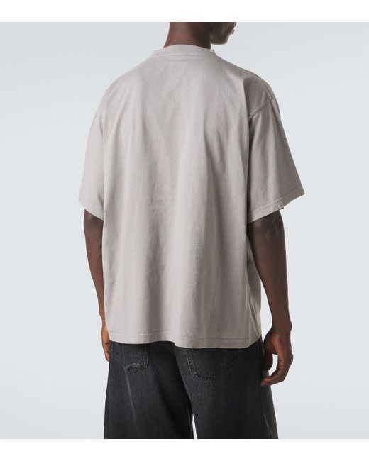 Balenciaga Gray Printed Cotton Jersey T-Shirt for men