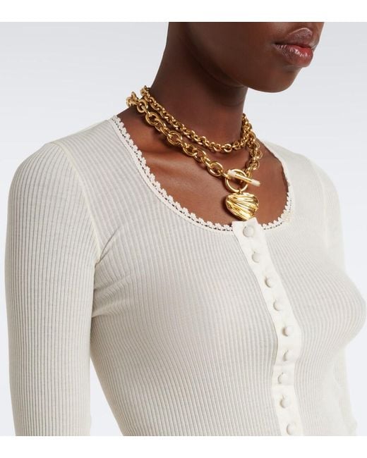 Chloé White Ribbed-Knit Cotton And Silk Jersey Top