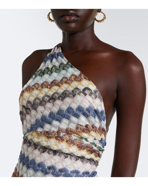 Missoni White One-Shoulder Lame Gown