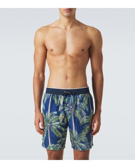 Dolce & Gabbana Blue Printed Swim Trunks for men