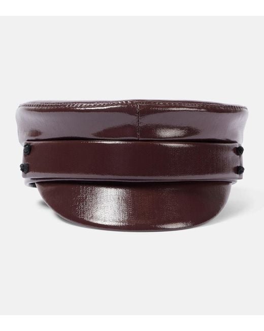 Ruslan Baginskiy Purple Faux Leather Newsboy Cap