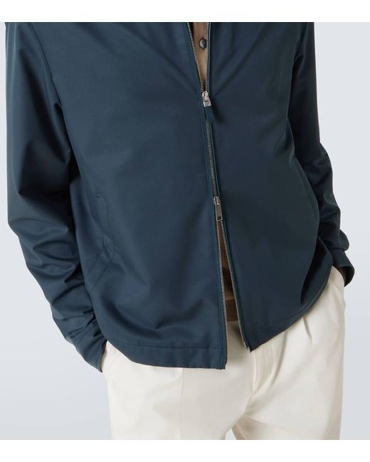 Zegna Blouson Mit Leder in Blue für Herren