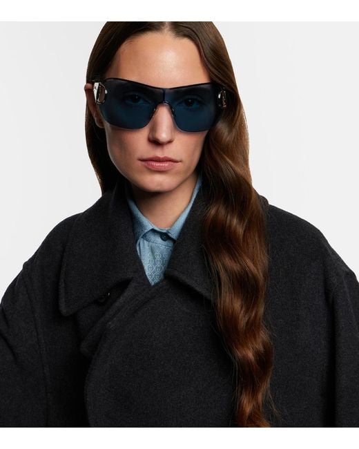 Gucci Blue Half Horsebit Shield Sunglasses