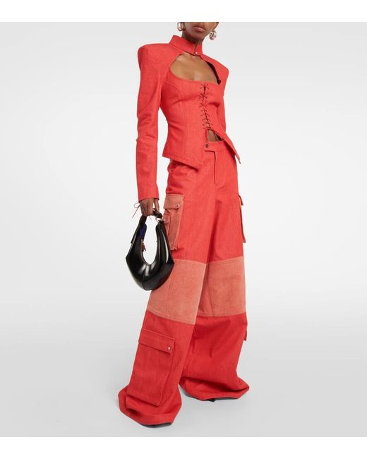 DIDU Red Weite High-Rise-Hose Aus Baumwolle