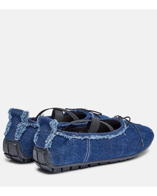 Simone Rocha Blue Ballerina Grip Denim Ballet Flats