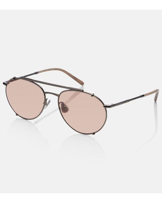 Brunello Cucinelli Brown Timeless Reflection Aviator Sunglasses