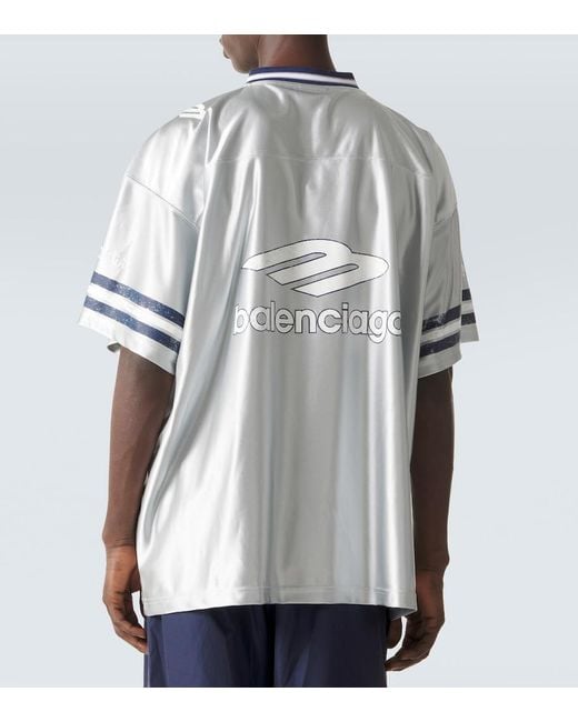 Balenciaga Blue 3B Football V-Neck T-Shirt Oversized for men