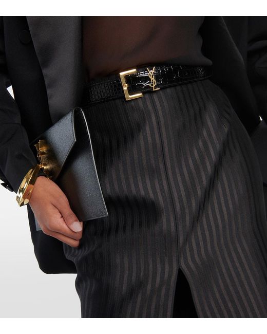 Cinturon Cassandre de charol Saint Laurent de color Black