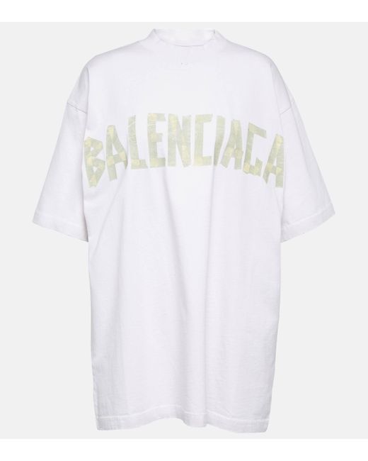 Balenciaga White Tape Type Cotton Jersey T-shirt