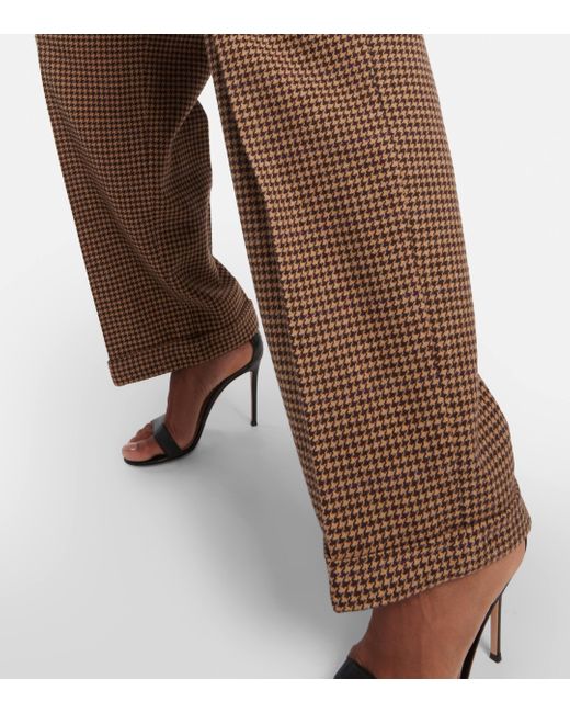 Polo Ralph Lauren Brown Houndstooth Tweed Wide-leg Pants