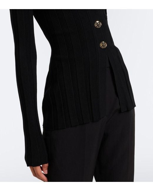 Sportmax Black Ribbed-Knit Cardigan