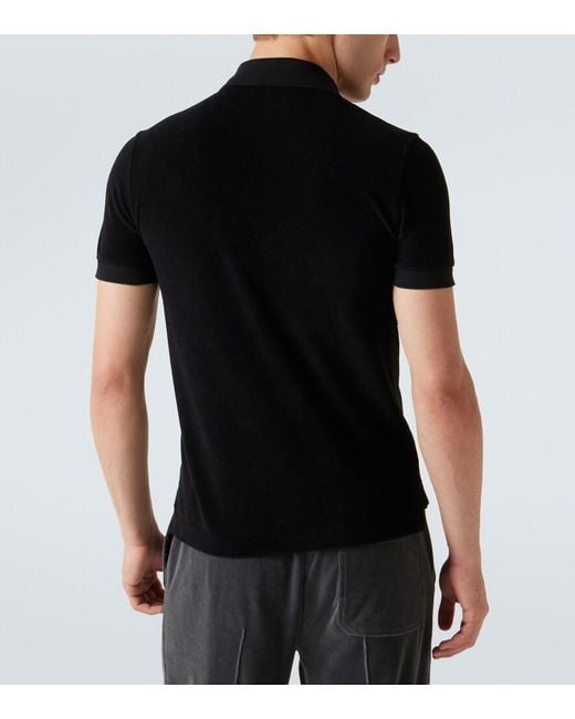 Tom Ford Black Cotton-Blend Terry Polo Shirt for men
