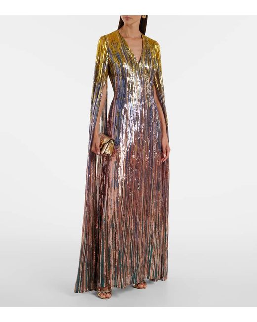 Elie Saab Brown Robe Mit Pailletten