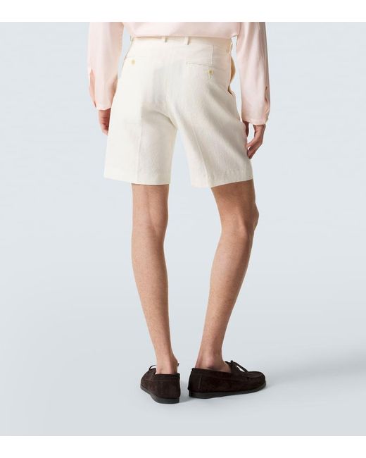 AURALEE Pleated Wool, Cotton, And Linen Shorts in White for Men | Lyst