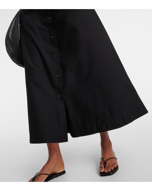 Totême Black High-Rise Cotton Maxi Skirt
