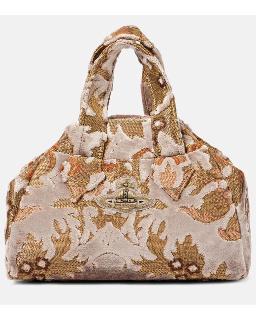 Vivienne Westwood Natural Yasmine Medium Velvet Jacquard Tote Bag
