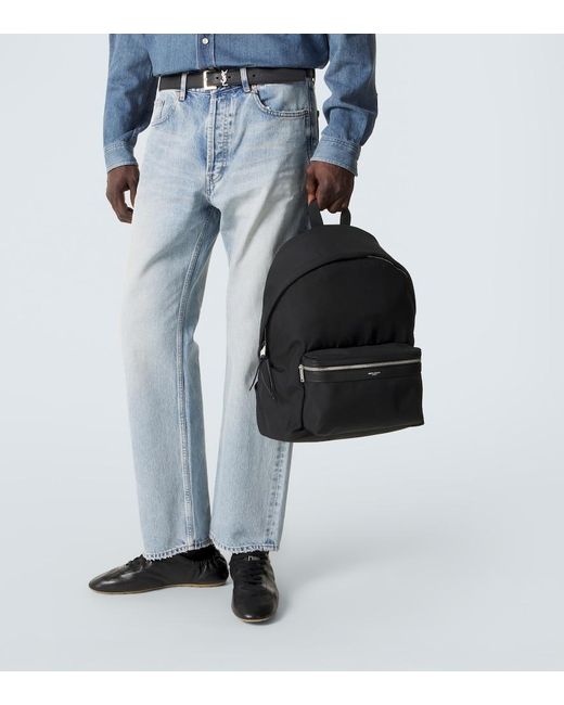 city leather trimmed canvas backpack Black and day comfort SAINT LAURENT - City Leather-Trimmed