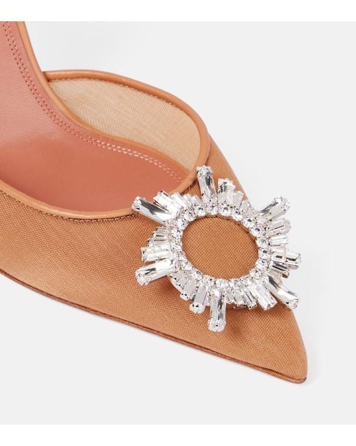 AMINA MUADDI Brown Begum 95 Mesh Slingback Pumps