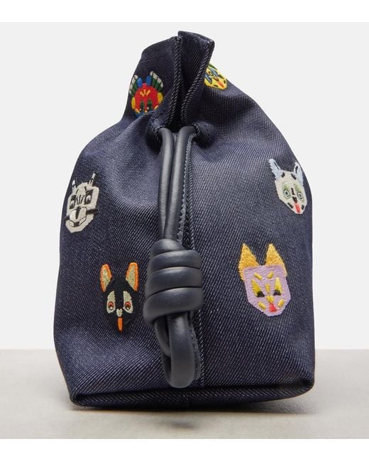 Loewe Blue X Louis Wain Flamenco Cats Medium Canvas Clutch