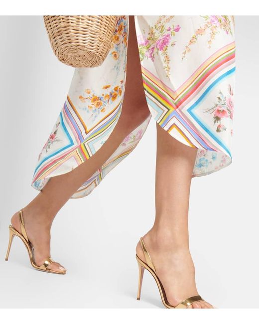 Zimmermann Metallic Halcyon Floral Silk Midi Dress