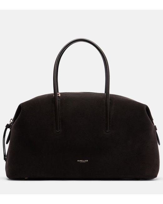 DeMellier London Black Stockholm Midi Suede Top-Handle Bag