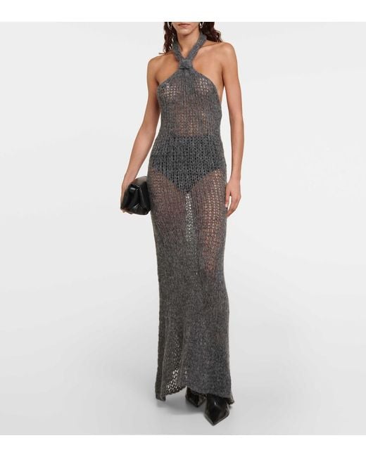 Ann Demeulemeester Gray Halterneck Alpaca-Blend Maxi Dress