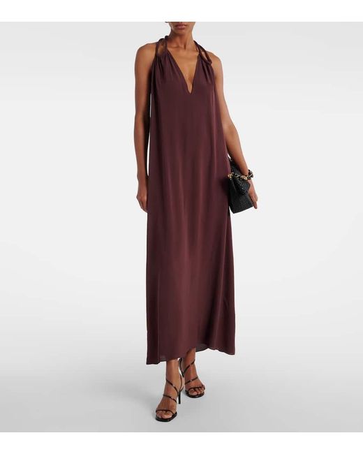 Adriana Degreas Purple Satin Maxi Dress