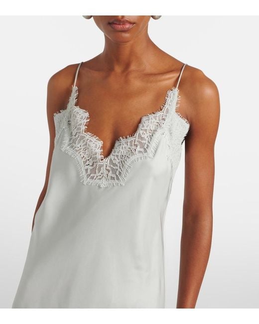Rohe White Lace-Trimmed Silk Slip Dress