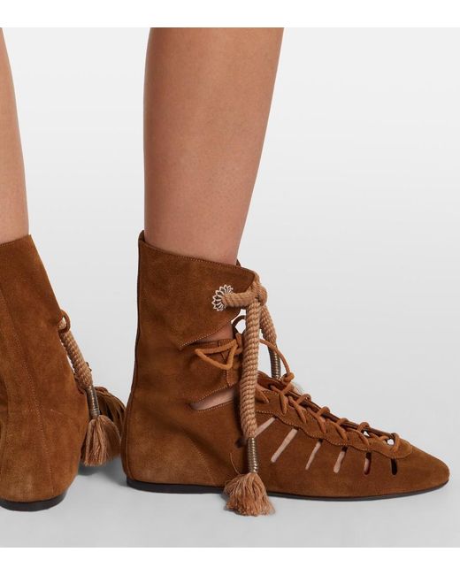 Isabel Marant Brown Liade Suede Lace-Up Ankle Boots