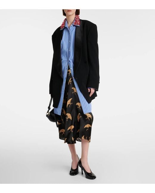 Dries Van Noten Blue Verziertes Hemd Aus Baumwollpopeline