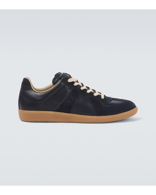Maison Margiela Blue Replica Suede And Leather Sneakers for men