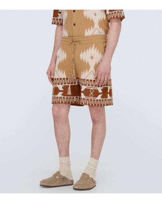 Alanui Natural Bermuda Shorts With Icon Piquet Pattern for men