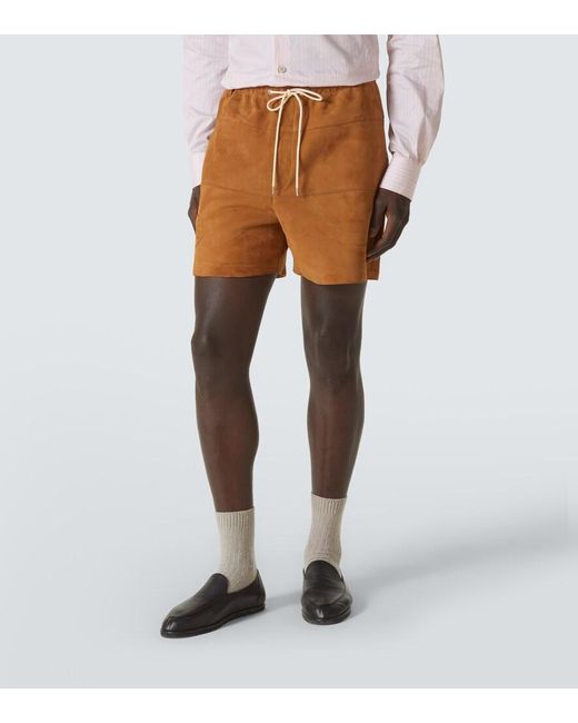 Auralee Orange Suede Shorts for men