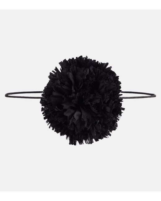 Gargantilla de saten con aplique floral Saint Laurent de color Black