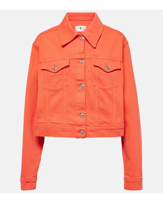 7 For All Mankind Orange Nellie Oversized Denim Jacket