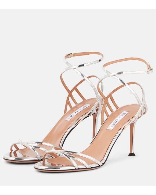 Aquazzura Natural Sandalen Polanco 75 Aus Leder