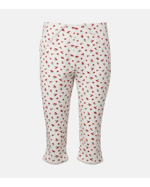 Posse White Ebony Printed Cotton-Blend Capri Pants