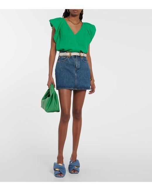 Velvet Green Ava Linen Top