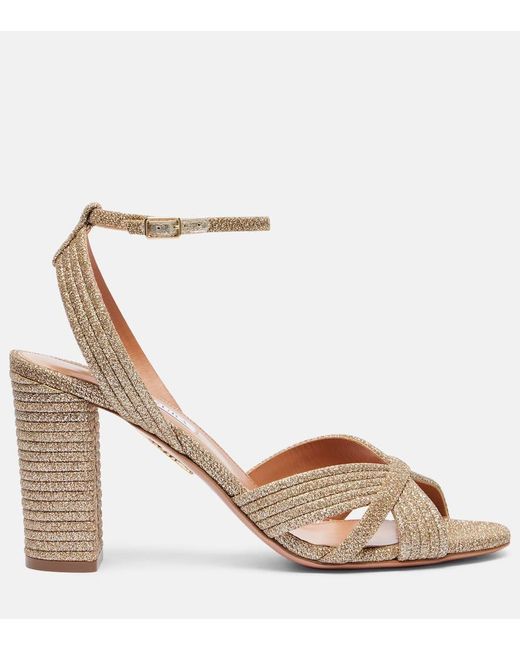 Sandali Very Sundance 85 Con Glitter di Aquazzura in Metallic