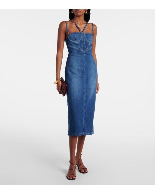 Nensi Dojaka Blue Denim Corset Dress