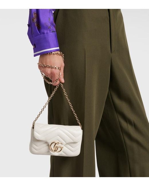 Gucci Natural Gg Marmont Mini Leather Shoulder Bag