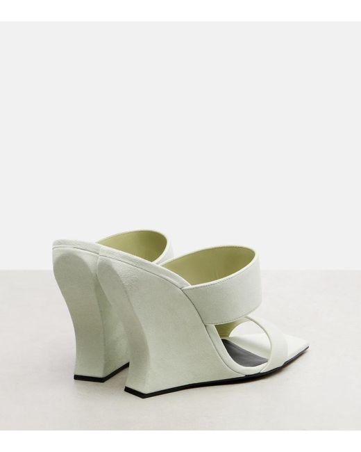 Alaïa Metallic Wave 110 Suede Wedge Mules