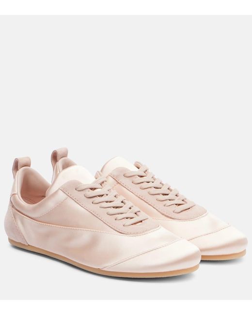 Jil Sander Pink Sneakers Floor Aus Satin Mit Veloursleder