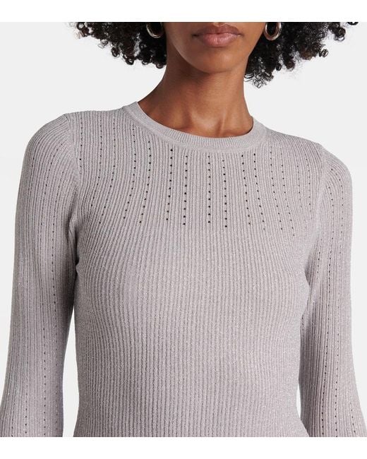 Veronica Beard Gray Nami Knitted Lame Midi Dress