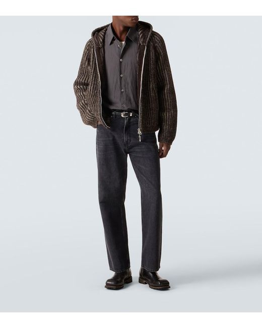 Our Legacy Brown Level Ribbed-Knit Wool Zip-Up Hoodie for men