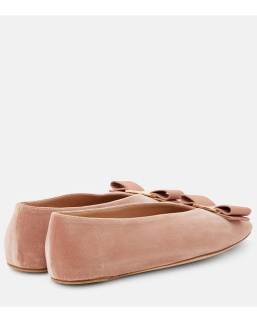 Ferragamo Brown Vanna Velvet Ballet Flats