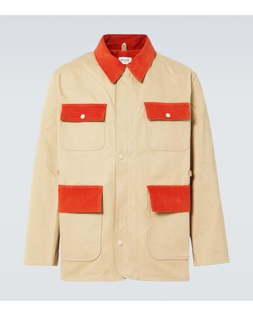 Bode Orange Corduroy-Trimmed Cotton Twill Field Jacket for men